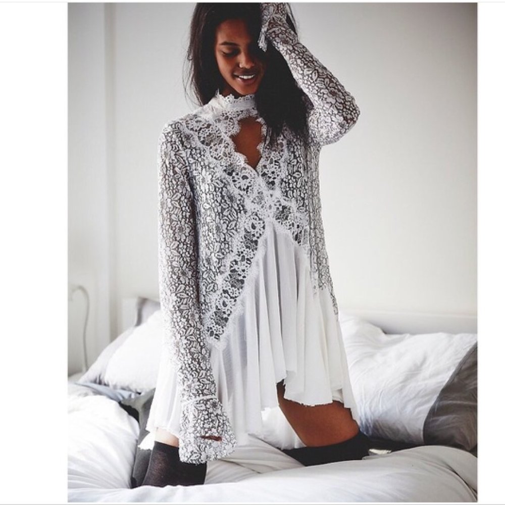 Free People Tell Tale Cutout Lace Tunic Dress
